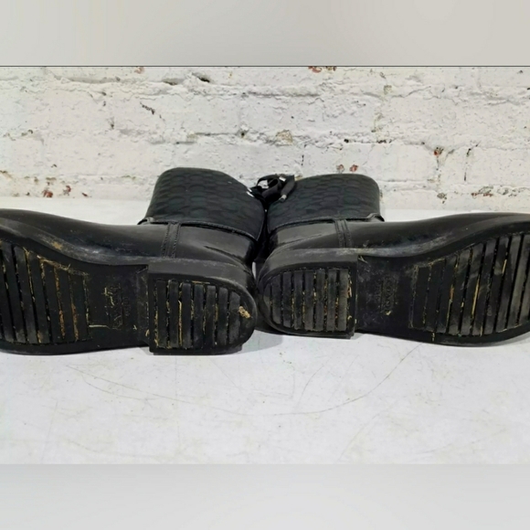 Coach Tristee Designer Signature Monogram Tall Black Rain Boots Q1524 Size 8B - Picture 6 of 6